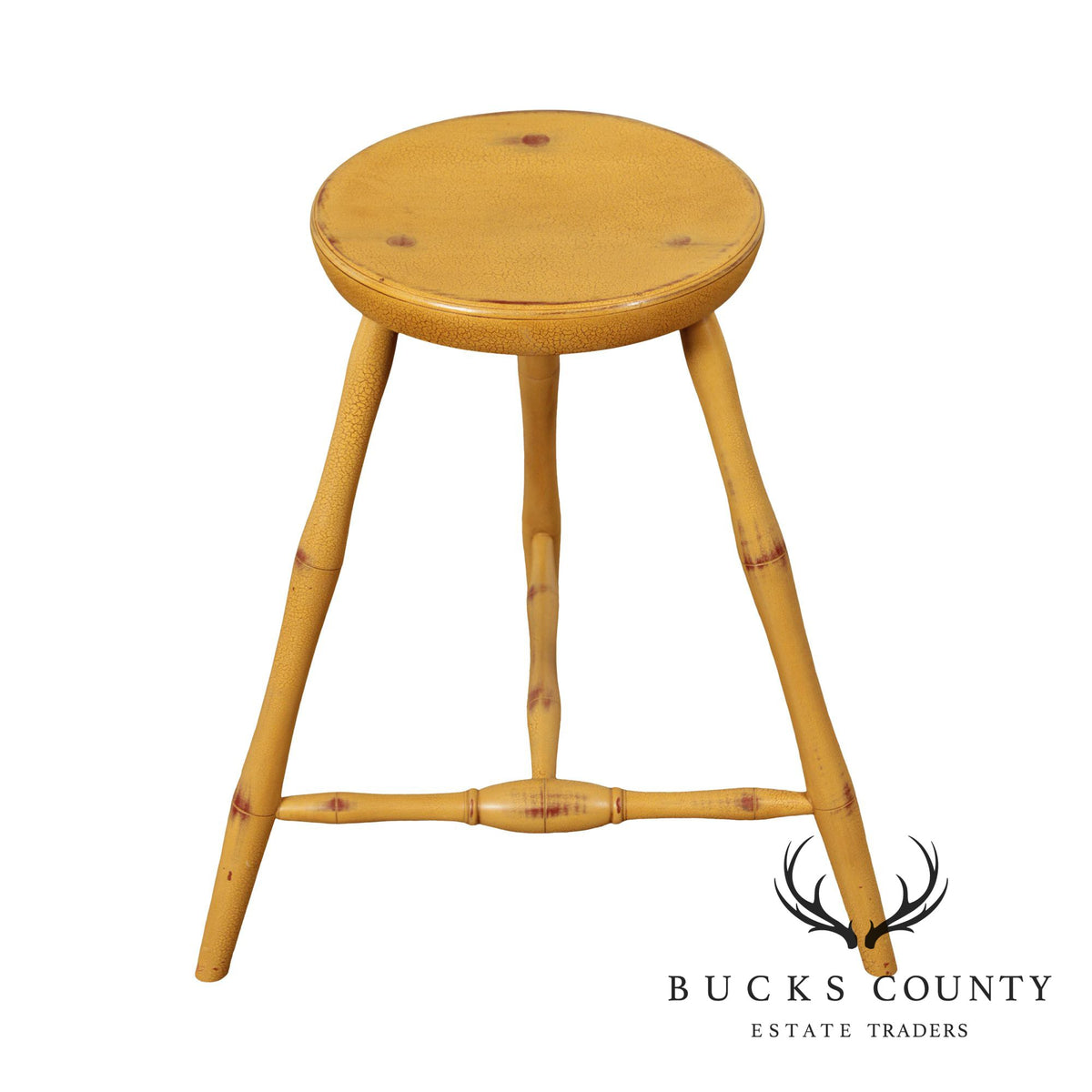 D.R. Dimes Mustard Yellow Painted 3 Legged Stool