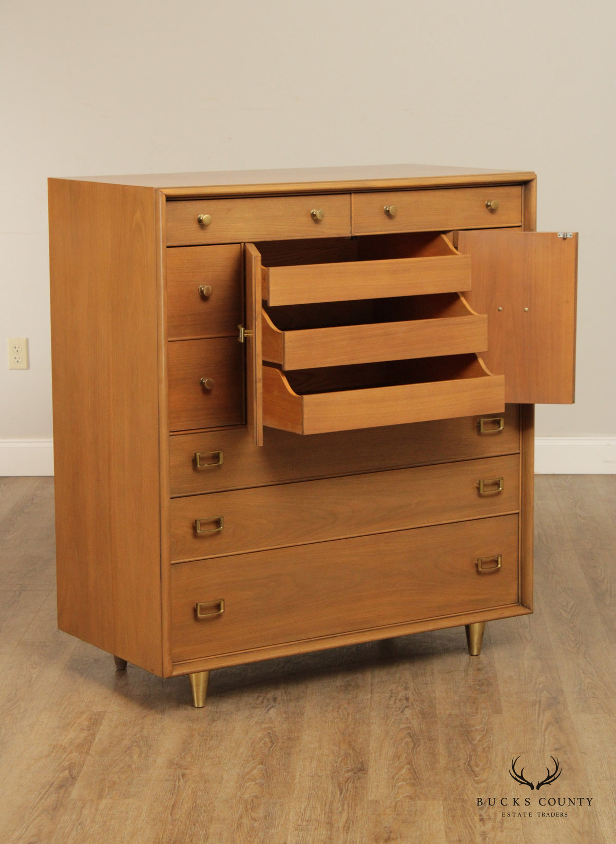 Johnson Furniture Paul Frankl Mid Century Modern High Chest