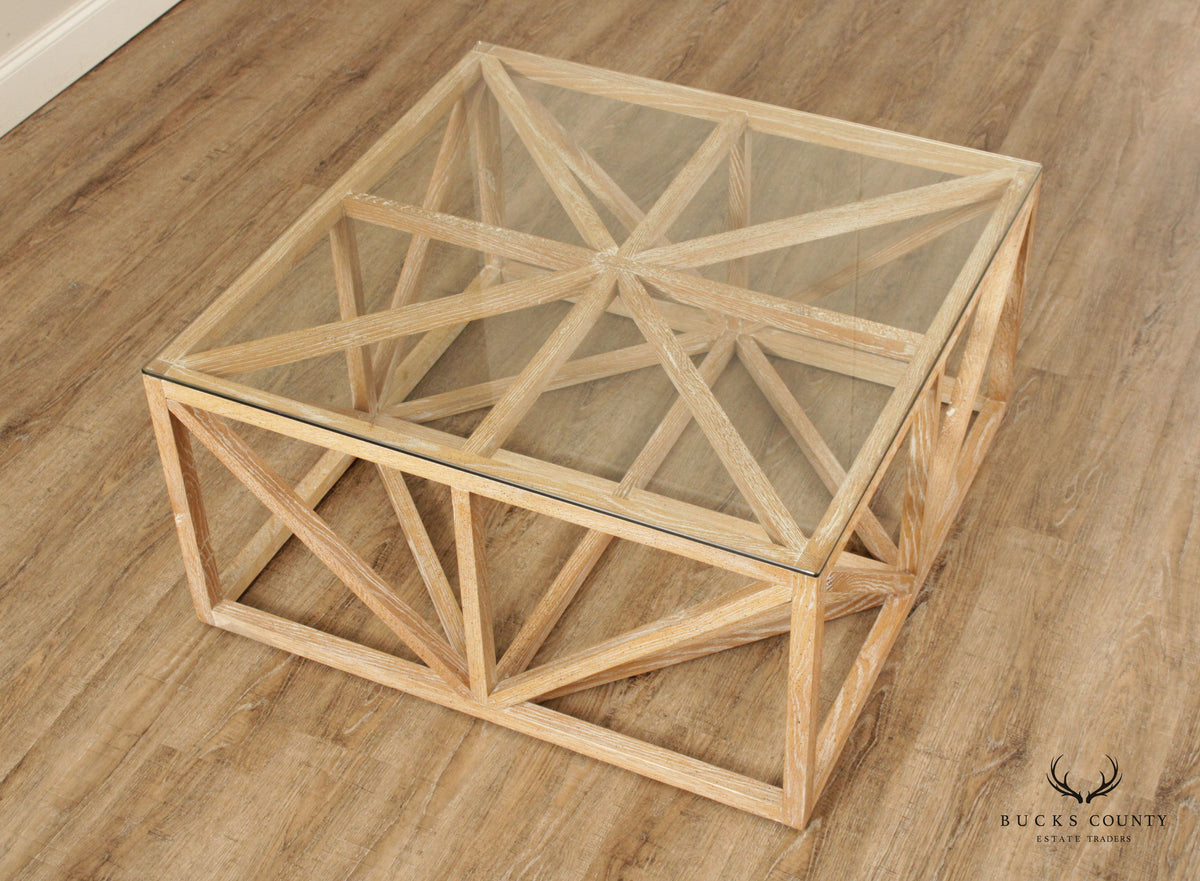 Elk Home 'Axes Collection' Square Glass Top Coffee Table