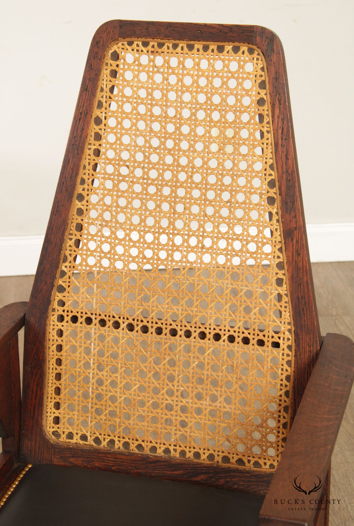Antique Mission Oak and Caned Back Chair