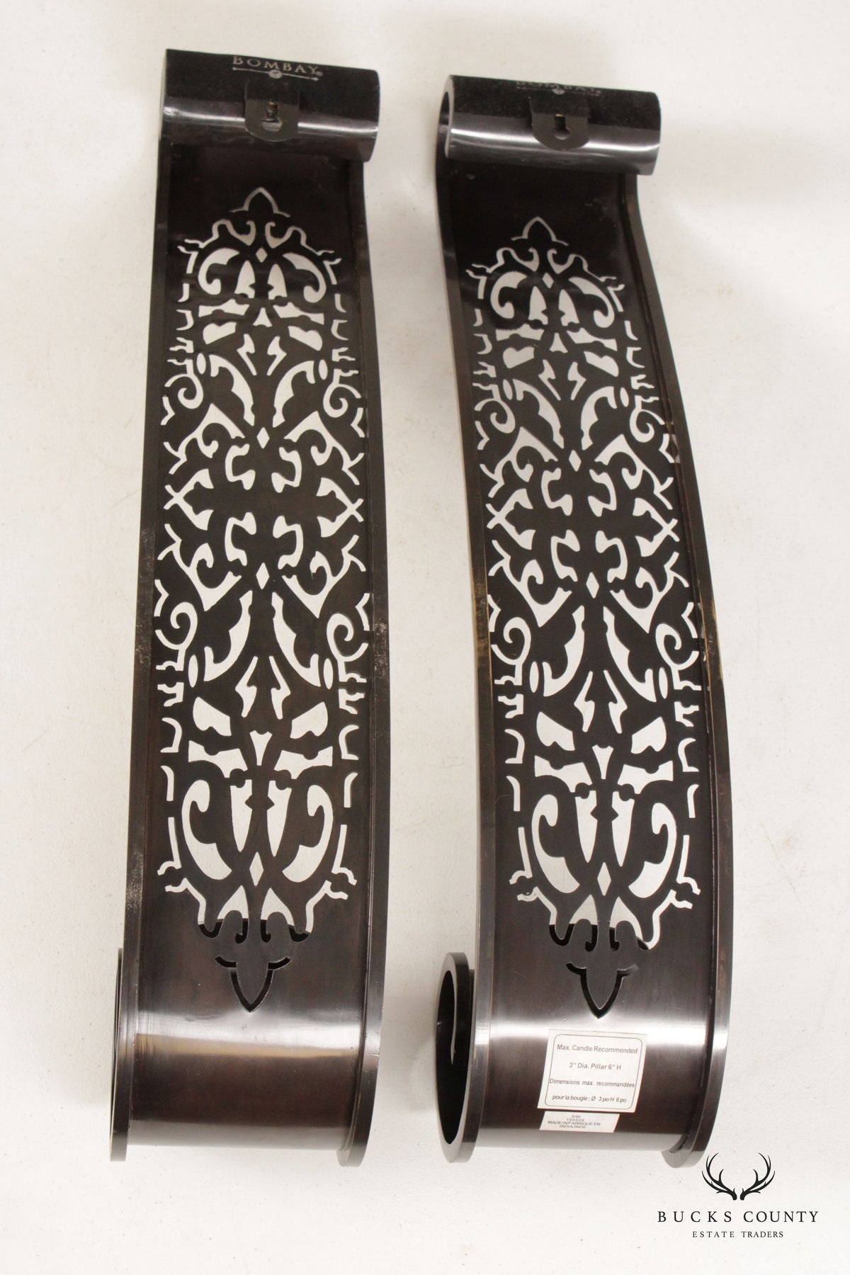 Bombay Company Pair Pierced Brass Candle Wall Sconces