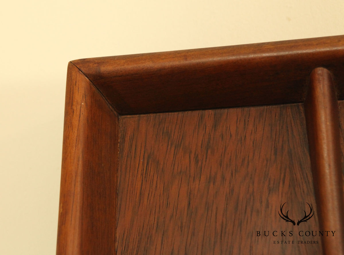 Mid Century Modern Walnut & Rosewood Frame Mirror
