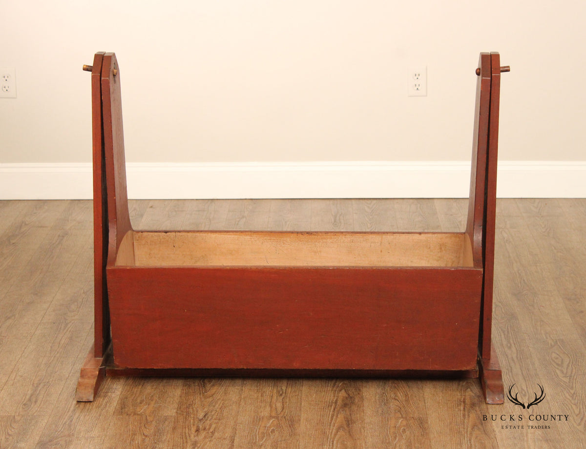 Antique American Red Painted Swing Cradle