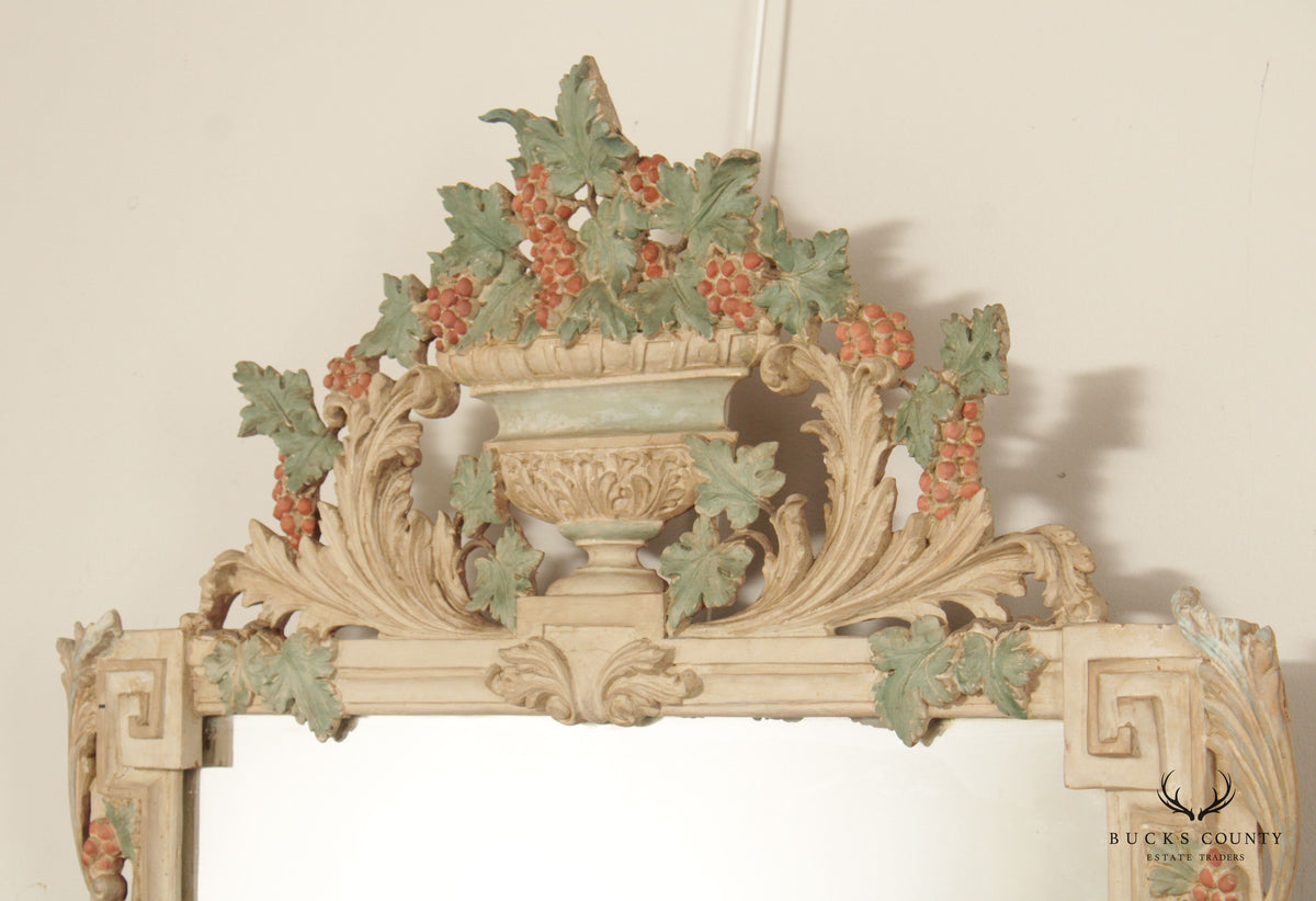 Antique Italian Florentine Style Carved Polychrome Mirror