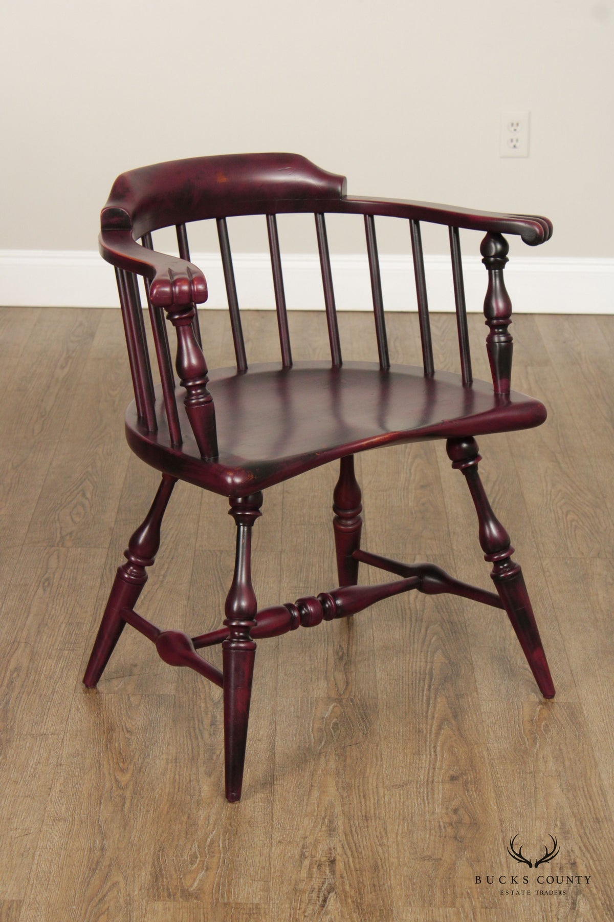 Duckloe Brothers Vintage Pair of Painted Low Back Windsor Armchairs