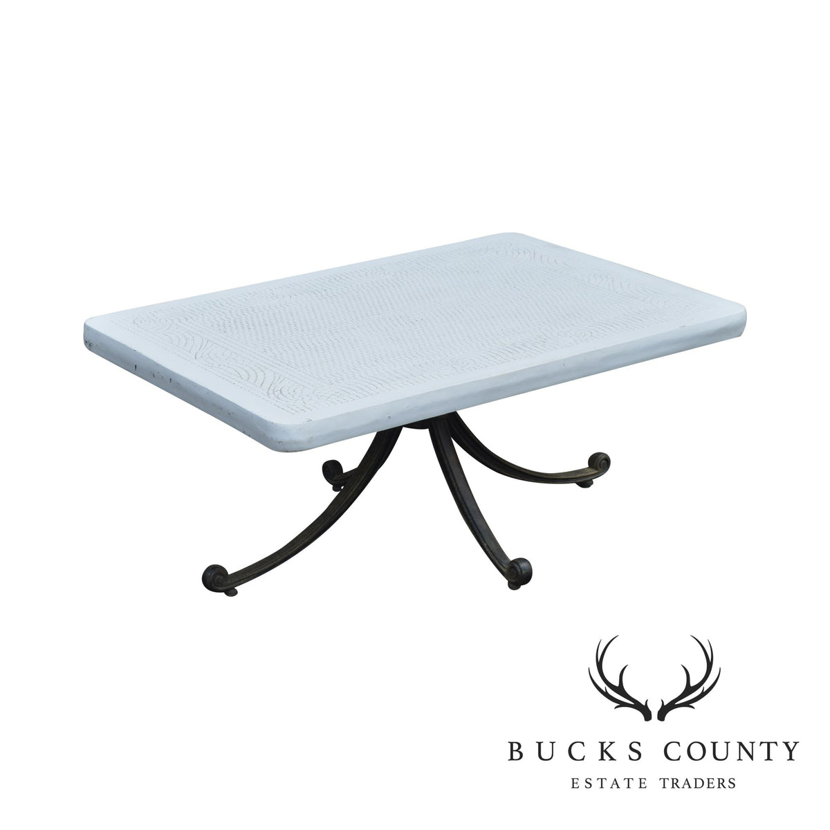 Quality Cast Aluminum & Faux Stone Top Patio Coffee or Cocktail Table
