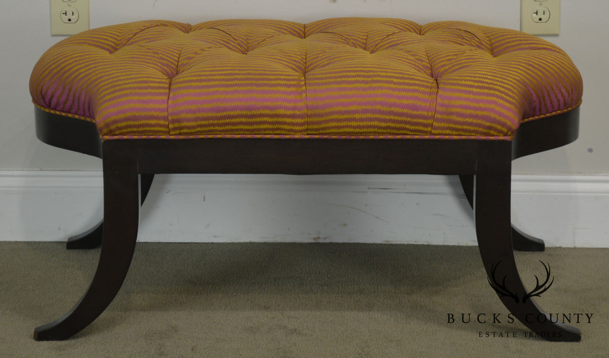 Regency Style Custom Quality Pair Tufted Benches