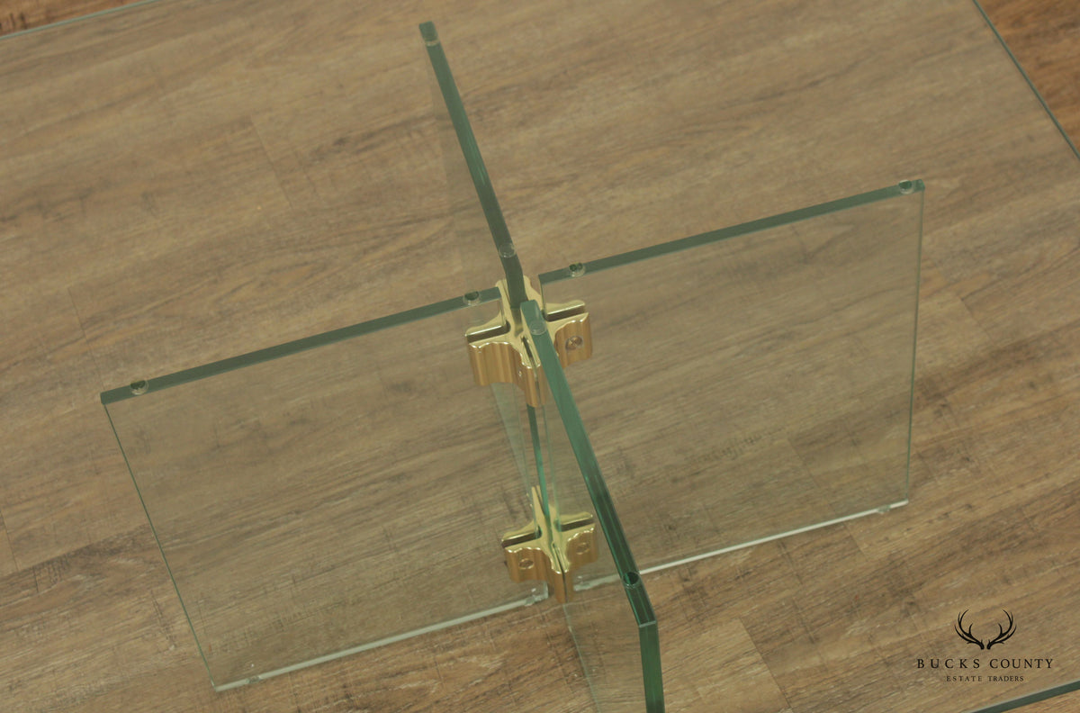 Leon Rosen for Pace Modern Glass Brass Coffee Table