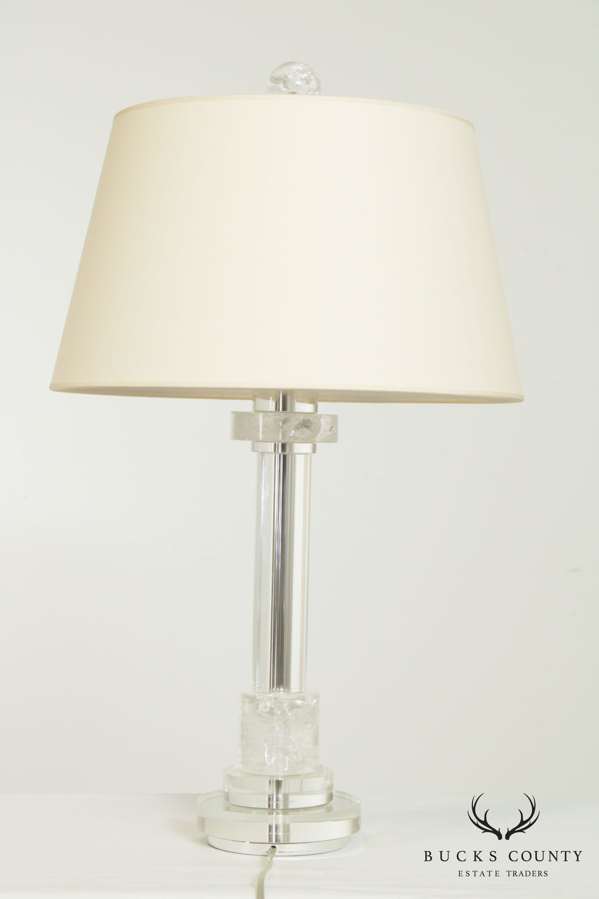 Contemporary Lucite and Quartz Table Lamp