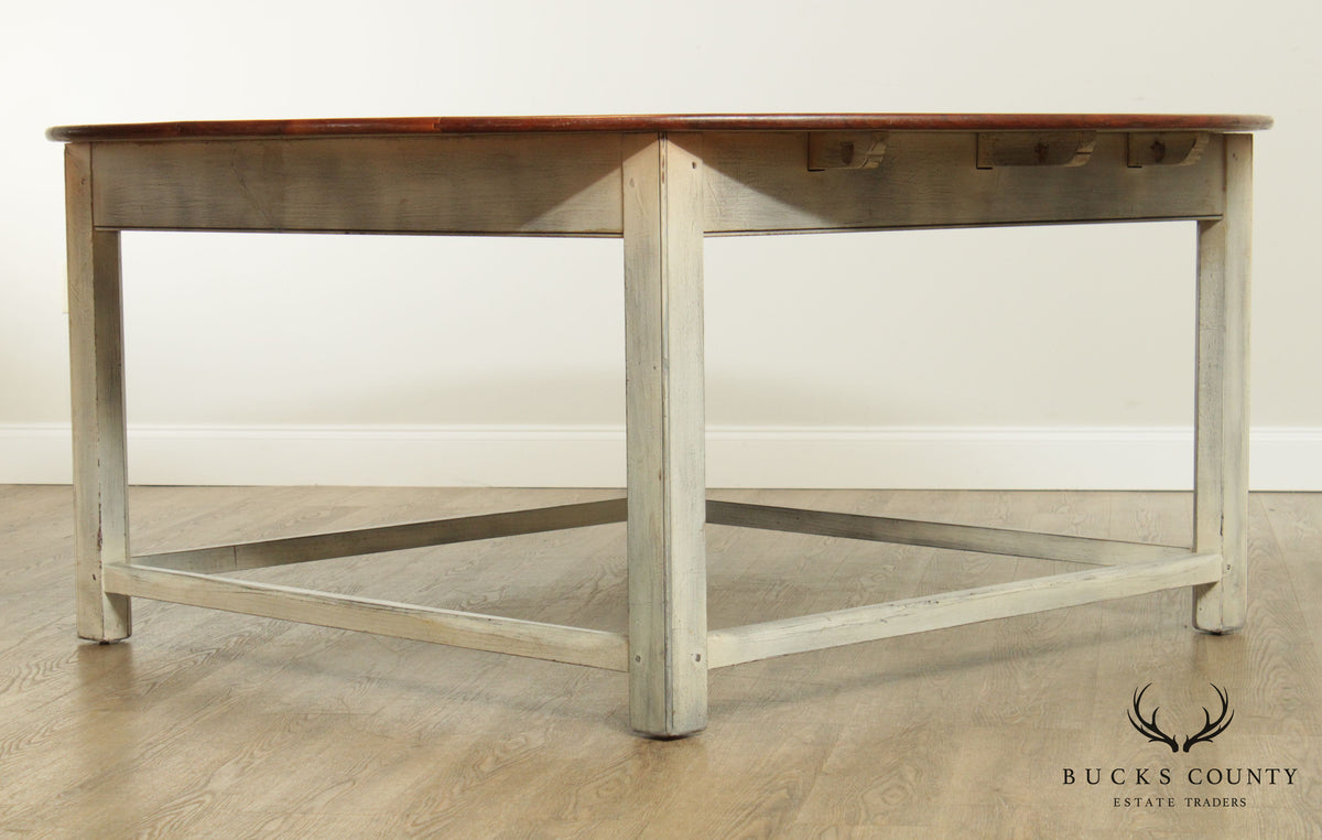 Custom Crafted 70" Round Walnut Top Farmhouse Style Table