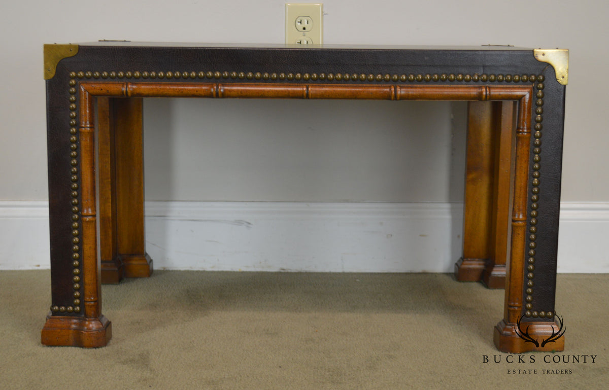 Drexel ET Cetera Vintage Faux Bamboo Leather Wrapped Parsons Coffee or Side Table