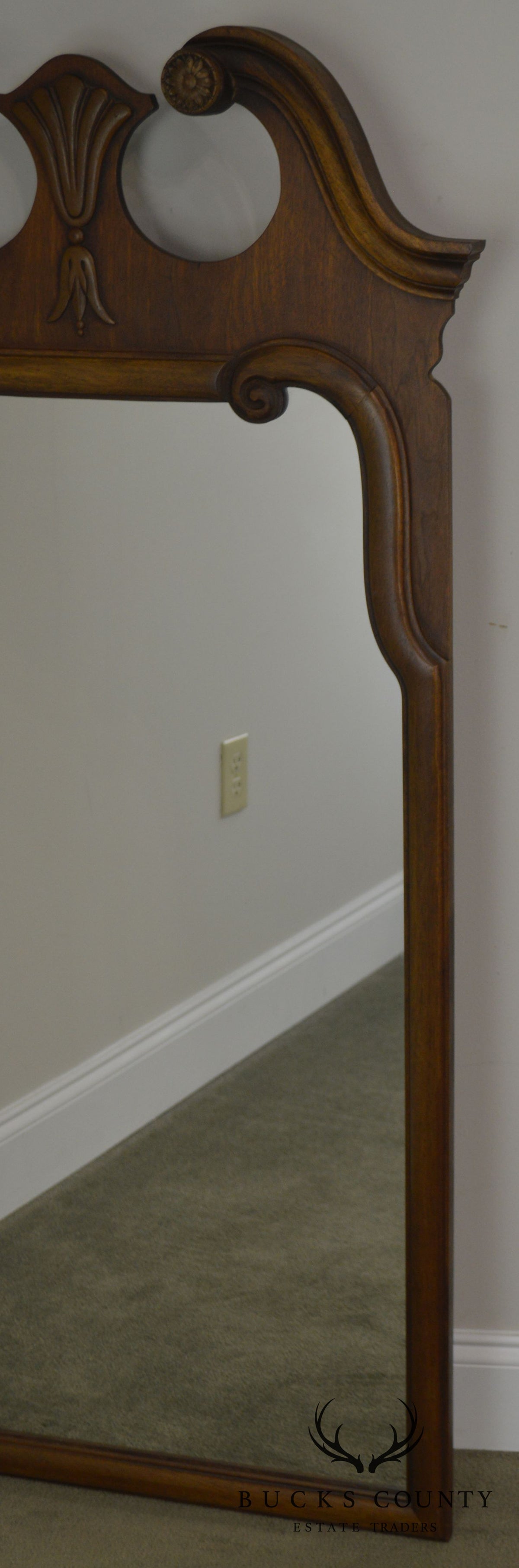 Thomasville Vintage 1960's Broken Arch Top Walnut Wall Mirror