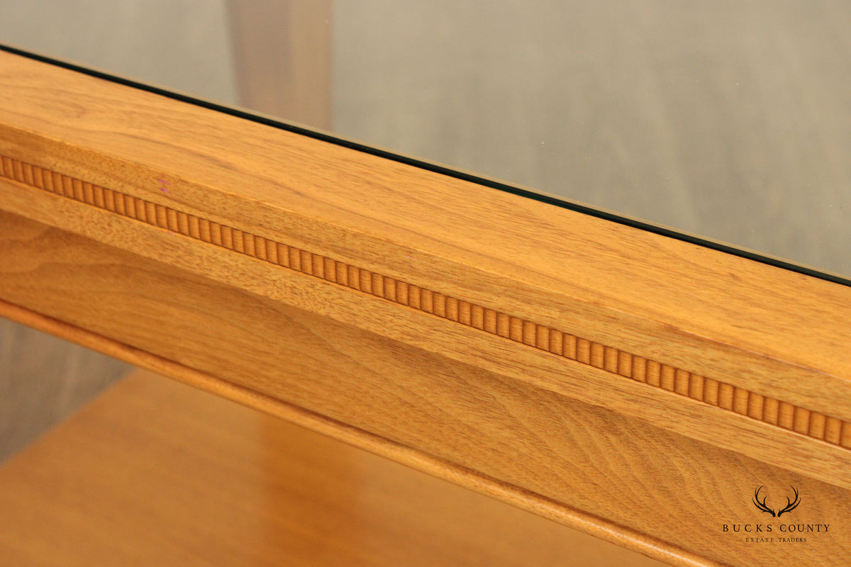 Transitional Two-Tier Glass Top Tall Coffee Table