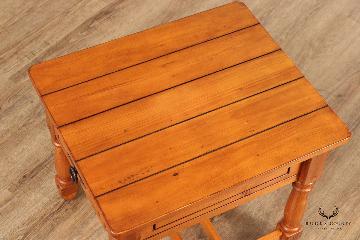 English Traditional Style Pine One-Drawer Side Table