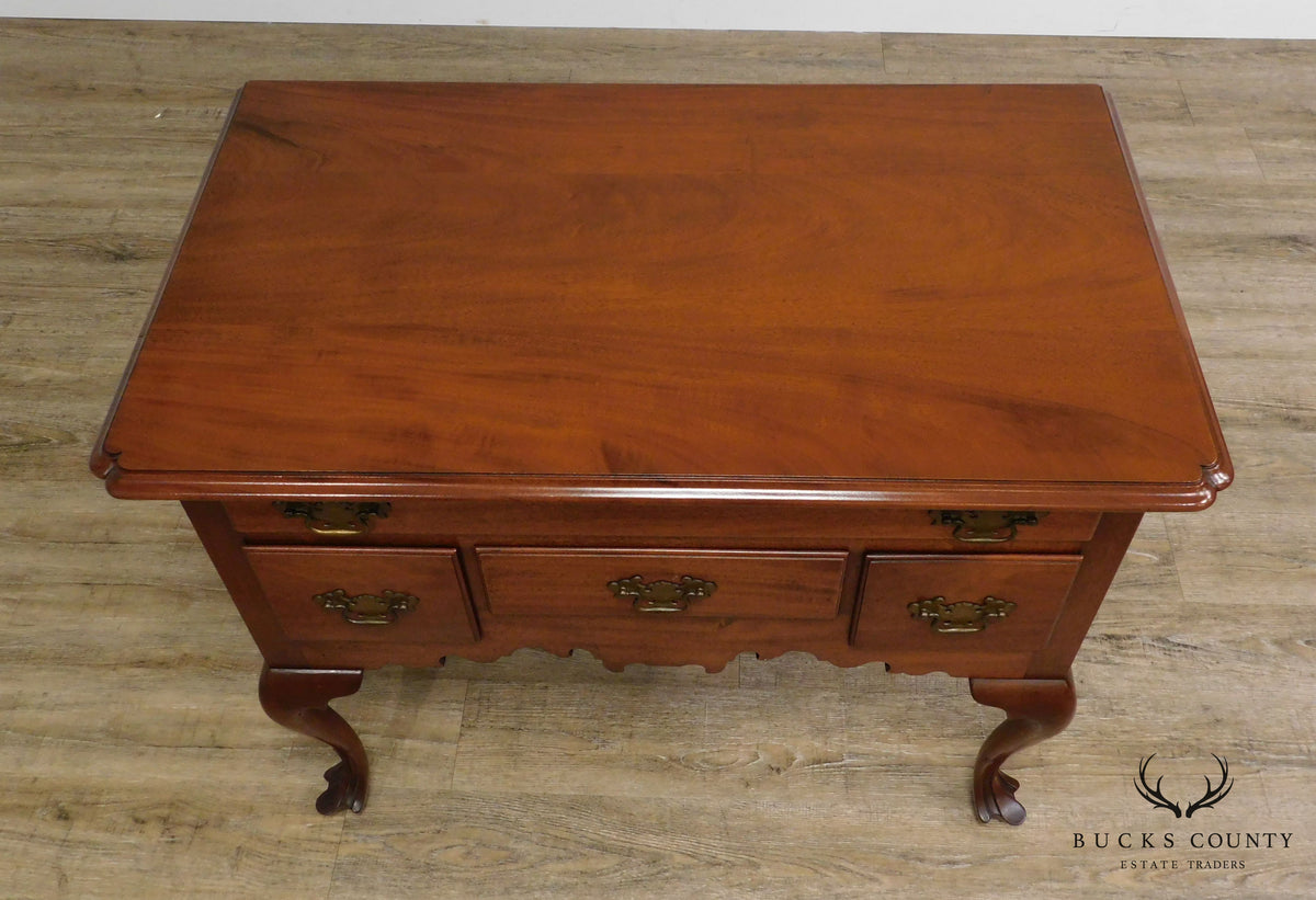 Queen Anne Style 1940's Hand Crafted Mahogany Trifed Foot Lowboy
