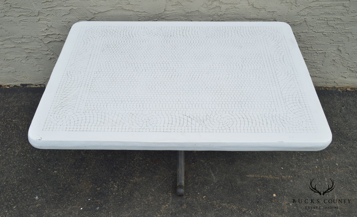 Quality Cast Aluminum & Faux Stone Top Patio Coffee or Cocktail Table