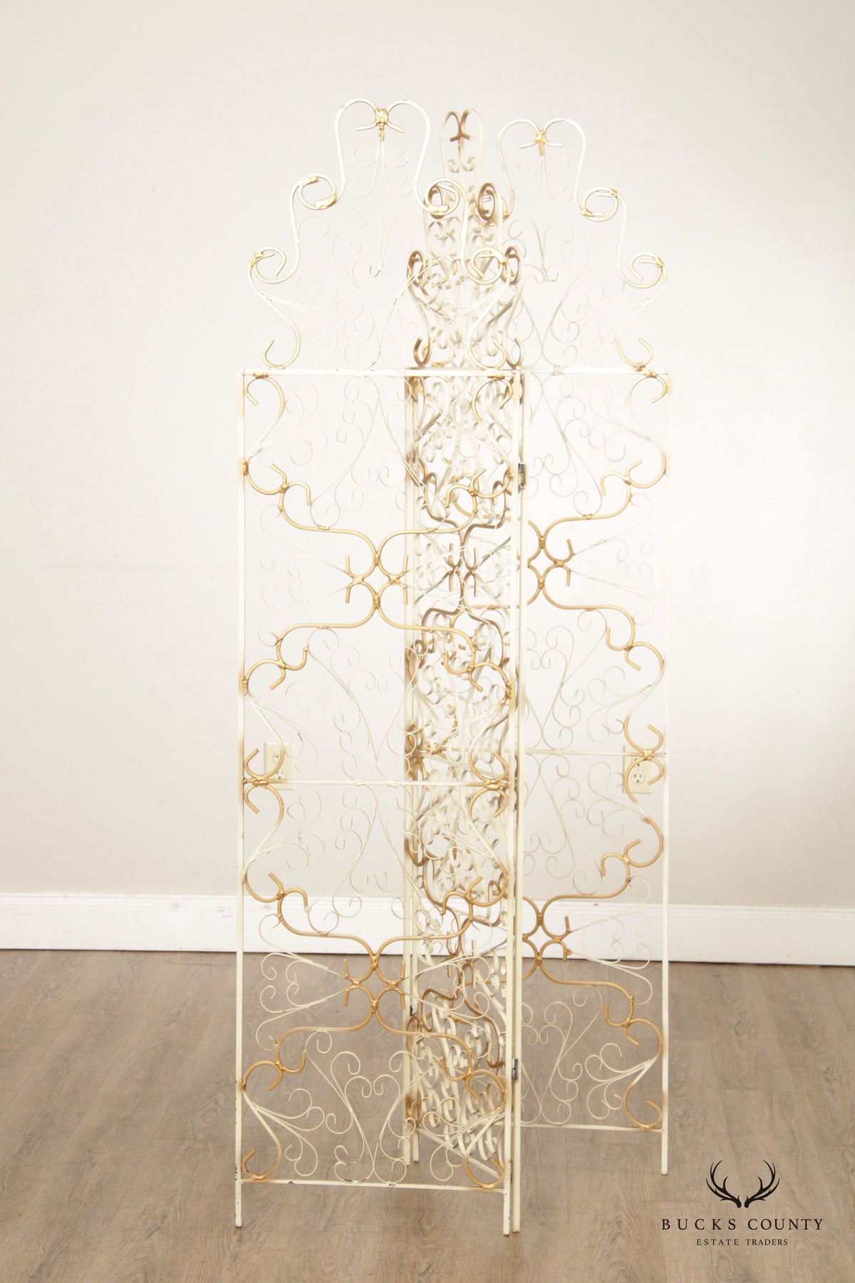 Mid Century Wrought Iron Three-Panel Folding Screen