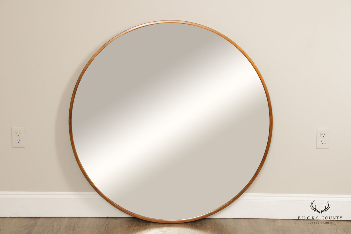 Contemporary Round Gold Metal Large Wall Mirror