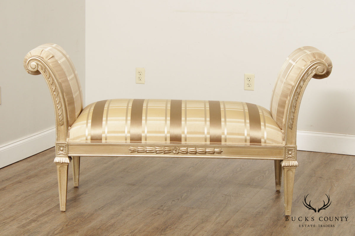 Louis XVI Style Scroll Arm Window Bench