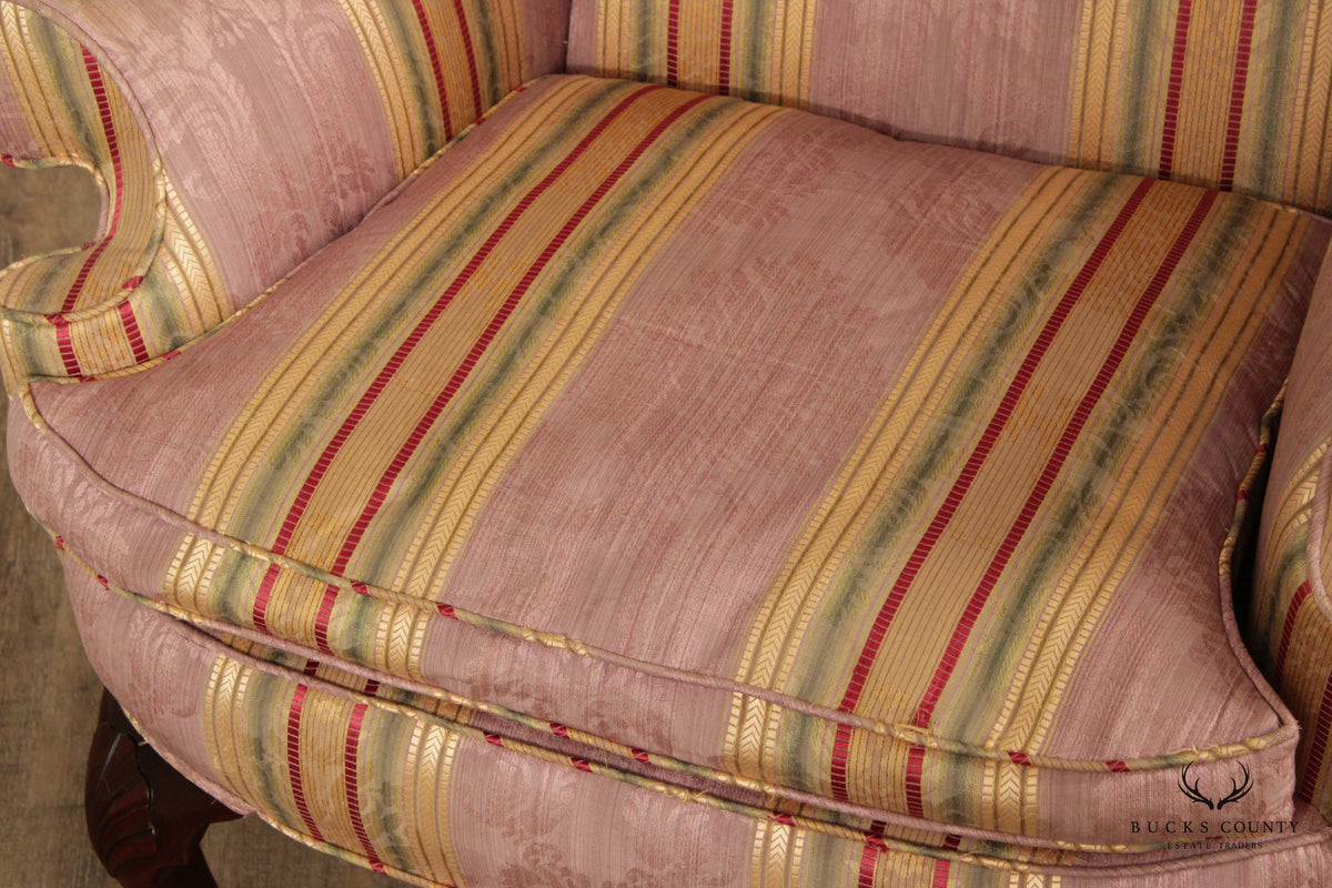 Kindel Winterthur Collection Chippendale Style Mahogany Wingback Chair