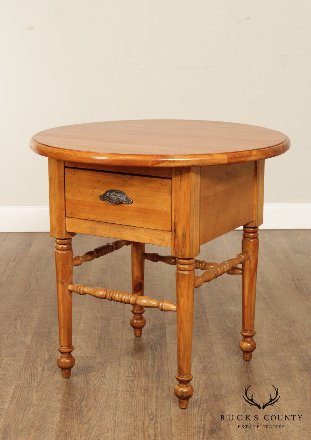 Eddy West Round Pine One Drawer Side Table
