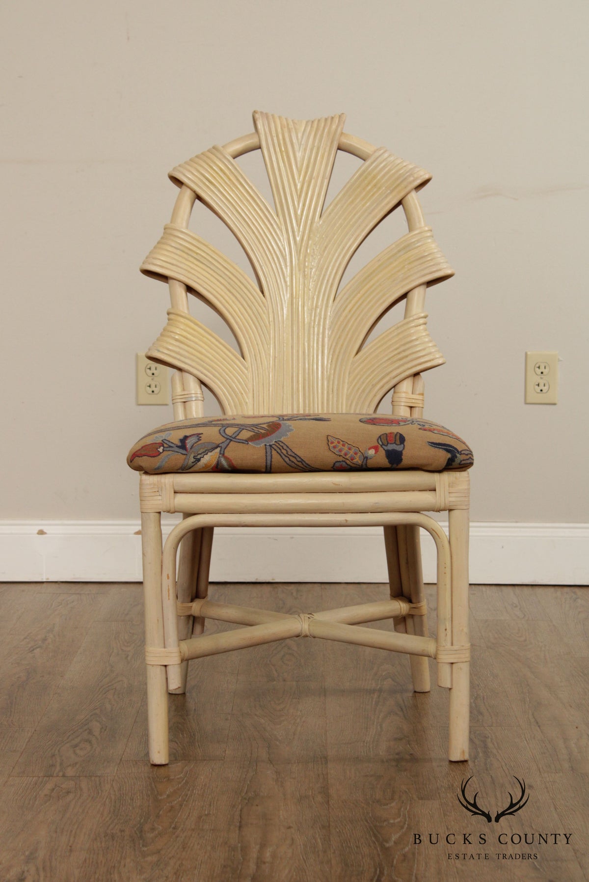 Vintage Rattan Cream Lacquered Dining Chair