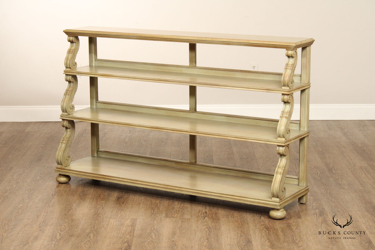 CTH Sherrill Occasional French Country Style Tiered Painted Open Etagere Bookcase