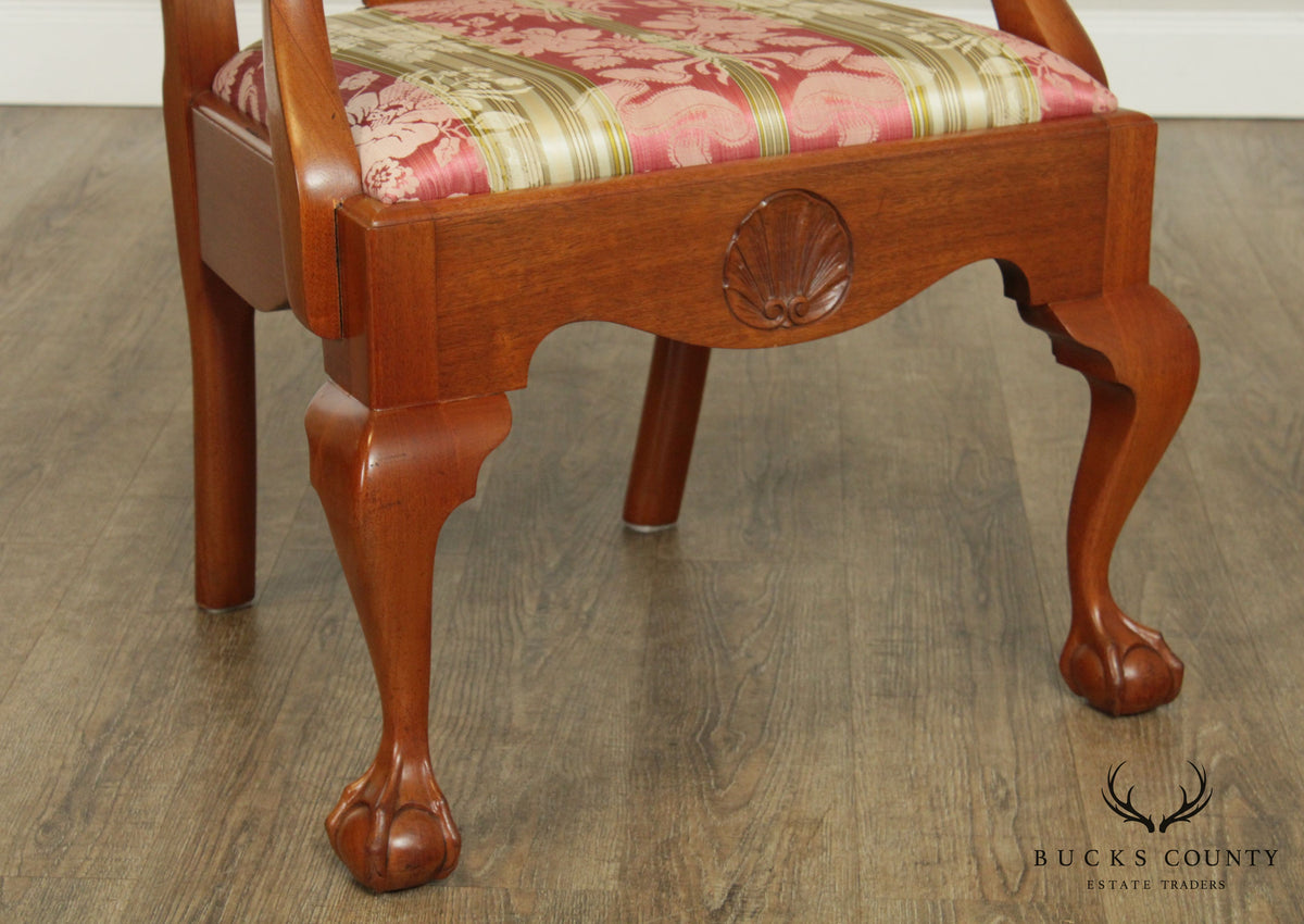 Chippendale Style Vintage Custom Crafted Pair Ball & Claw Armchairs