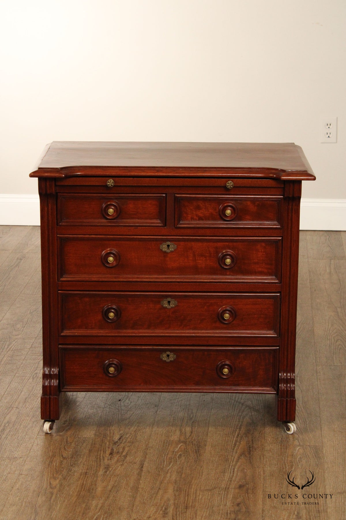 Antique English Mahogany And Rosewood Bachelor's Chest