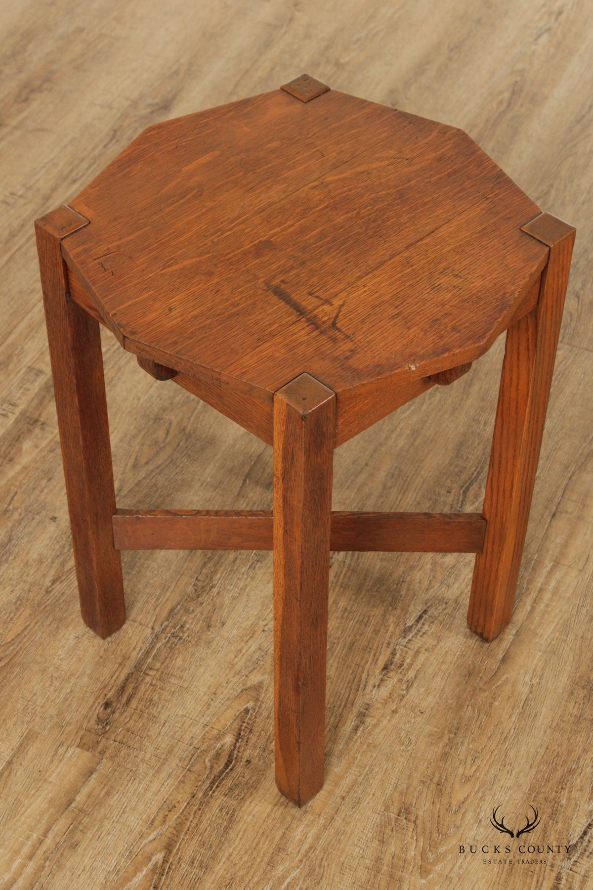 Stickley Brothers Antique Mission Solid Oak Octagonal Lamp Table