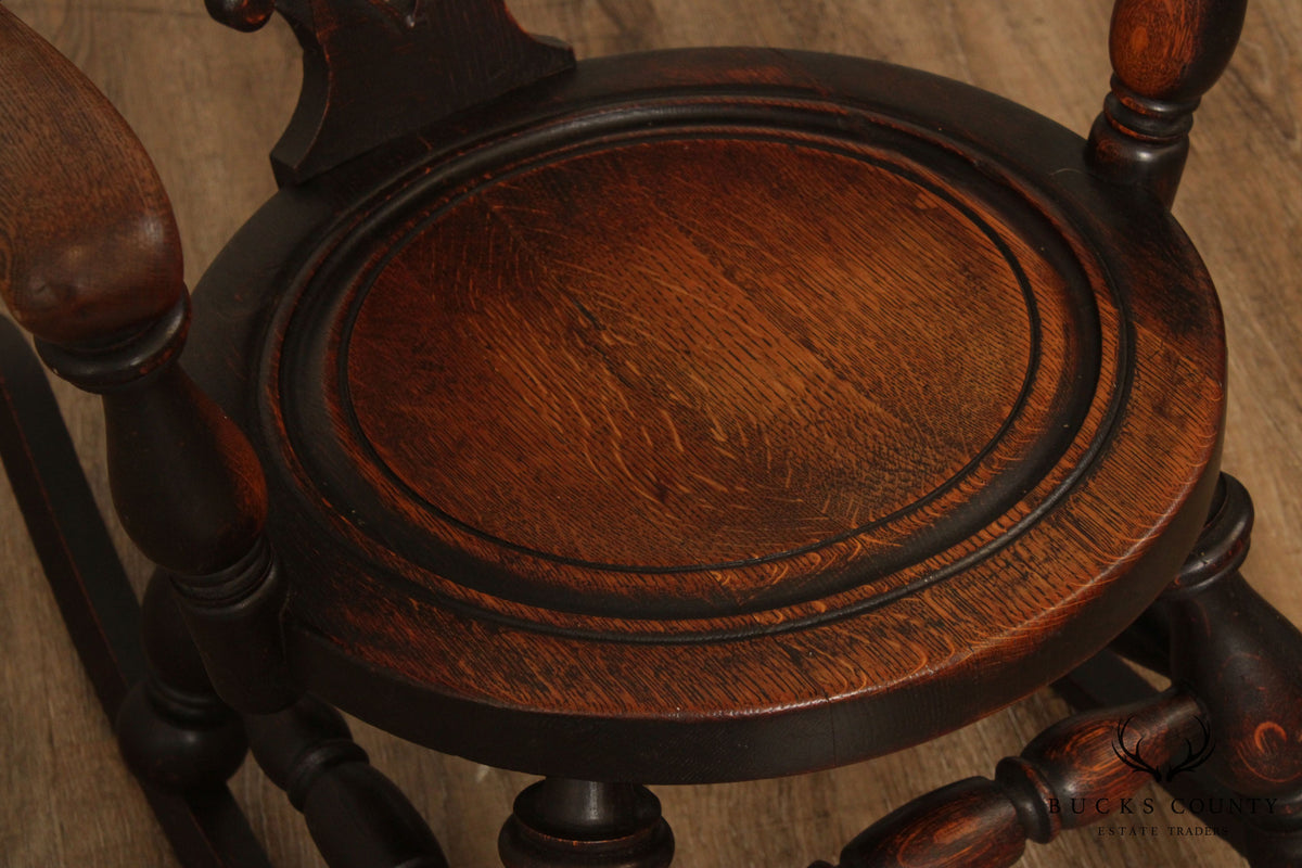 Antique George Arndt Oak Carved Rocker