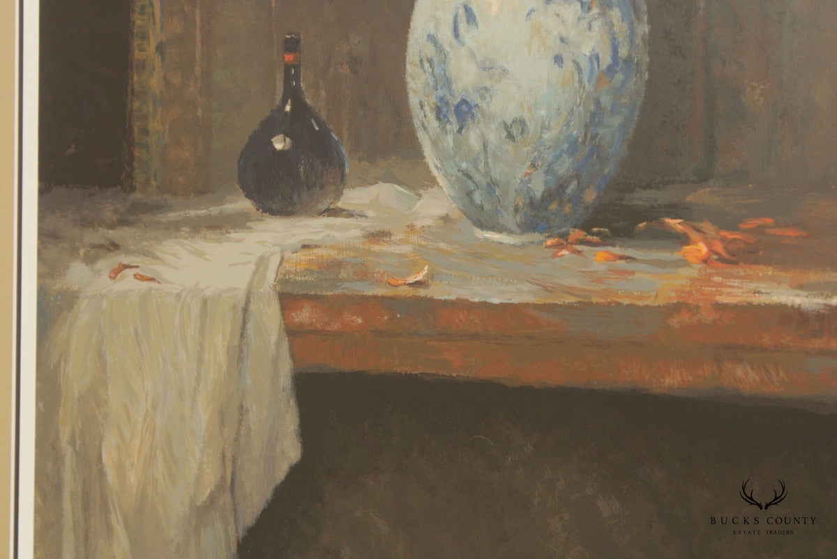 Henri Plisson 'Fluer Tigre' Still Life Serigraph, Custom Framed