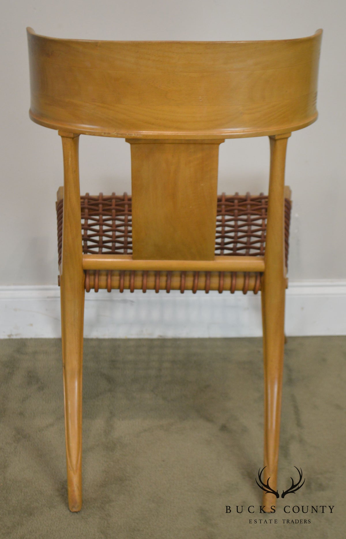 T. H. Robsjohn Gibbings Saridis of Athens Walnut & Leather Klismos Chair