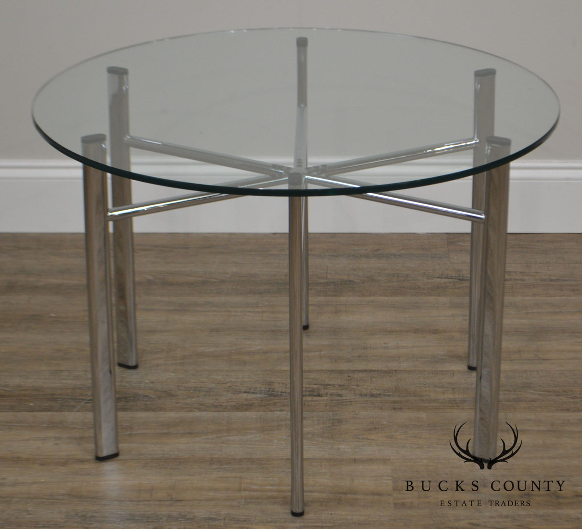 Round Glass Top Side Table w/ Chrome Base