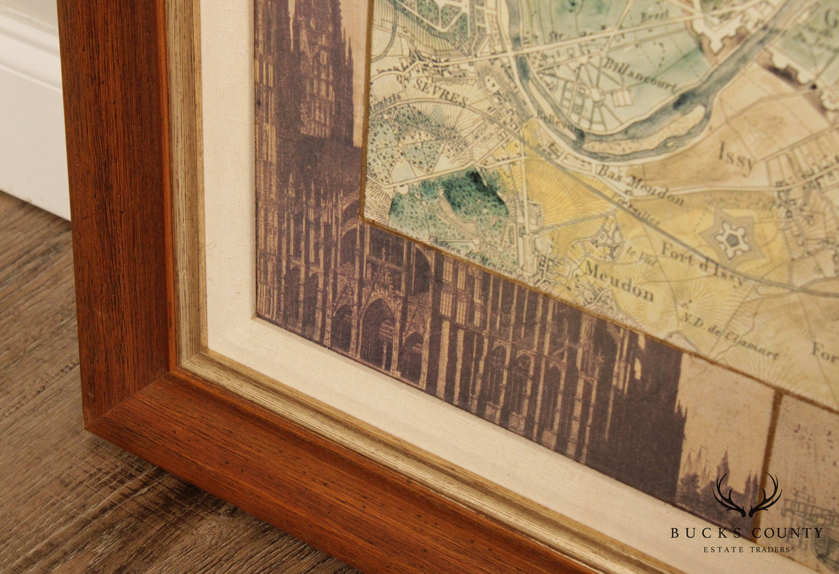 Large, Vintage Plan of Paris Als Waffen Platz