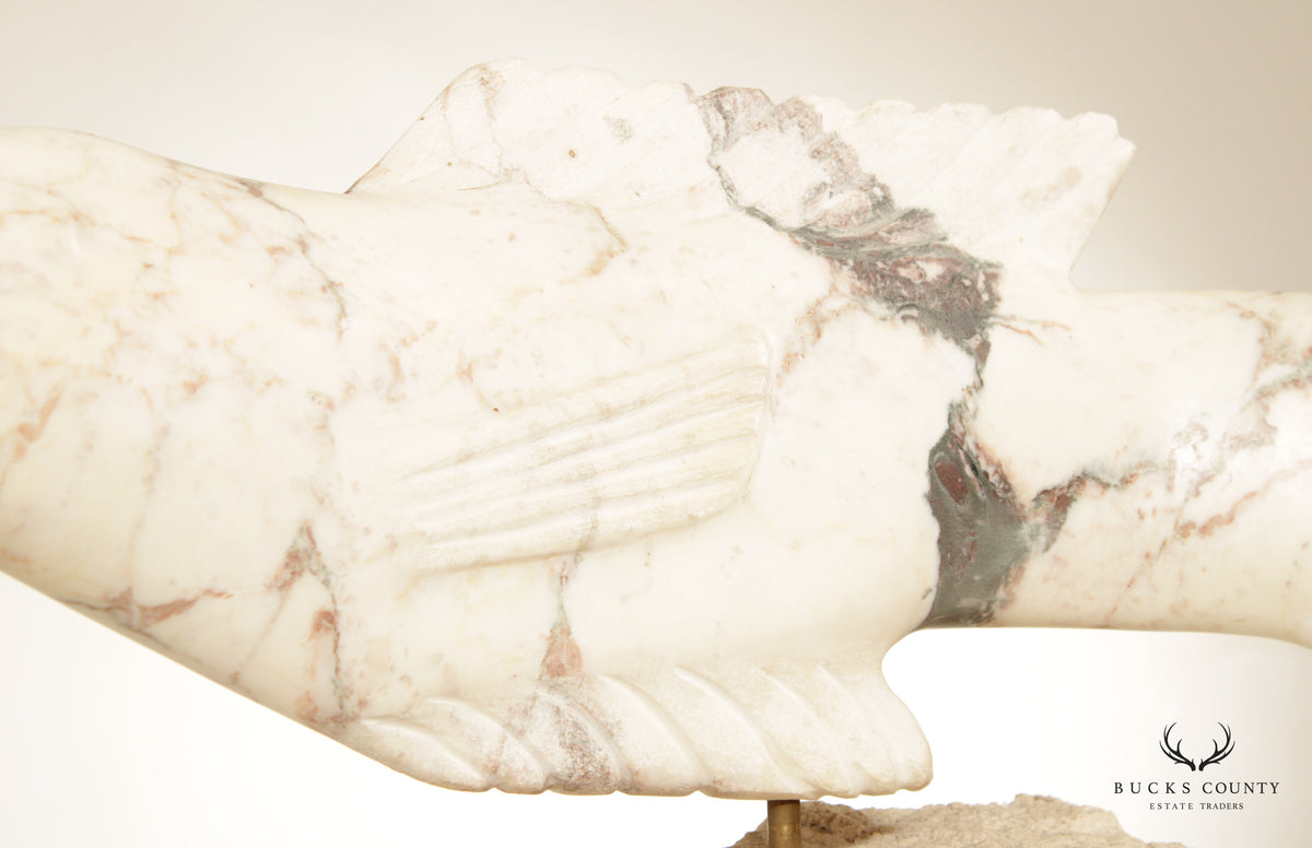 Richard H. Bailey Studio Carved Marble Fish Sculpture