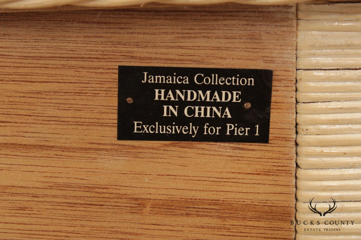 Jamaica Collection White Washed Wicker Pair 2 Drawer Nightstands