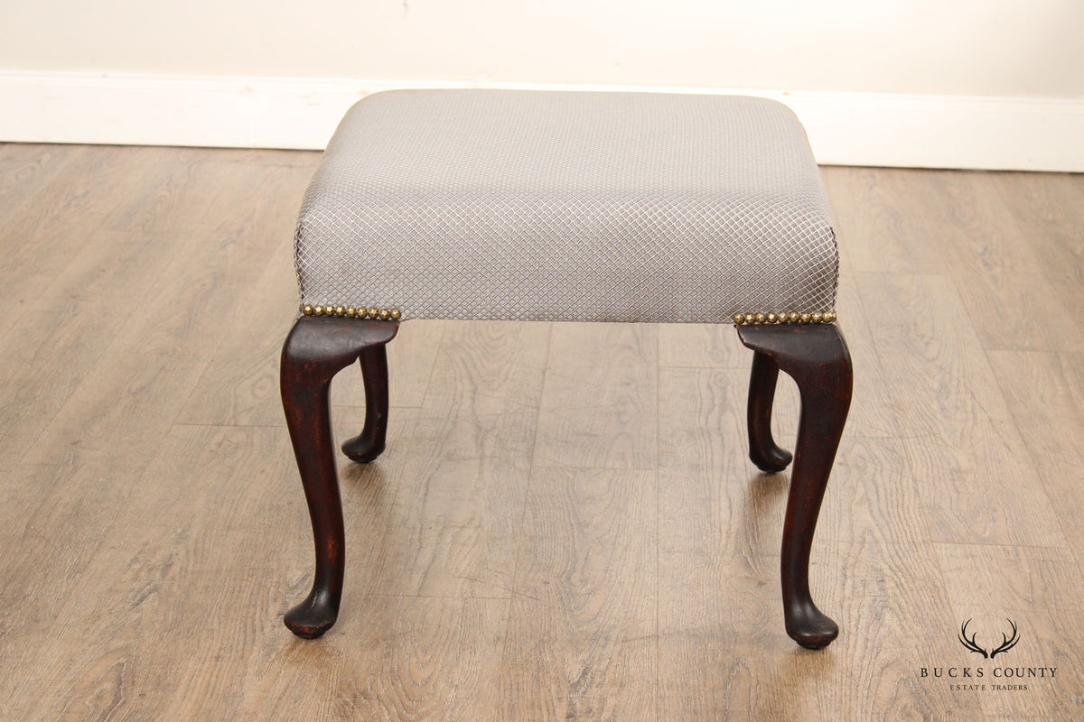 Queen Anne Style Custom Upholstered Foot Stool