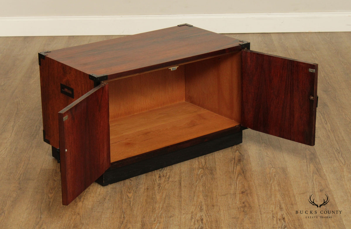 Mid Century Campaign Style Two-Door Rosewood Cabinet