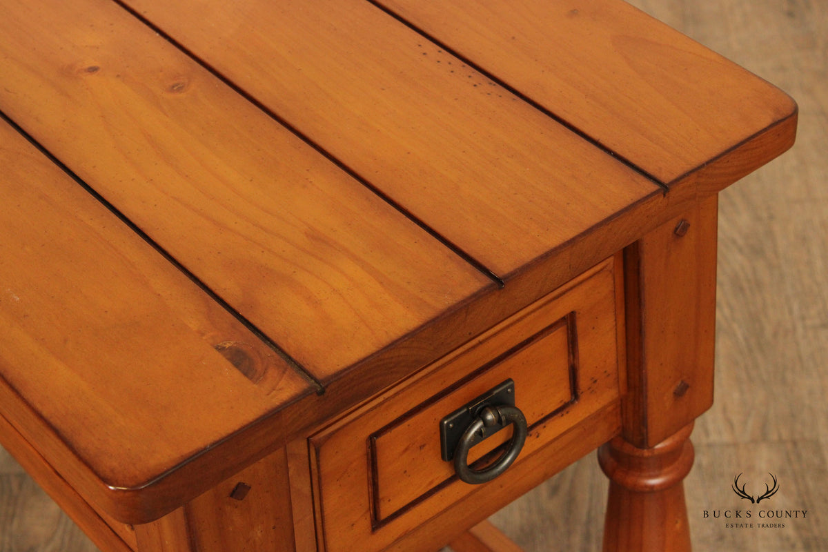 English Traditional Style Pine One-Drawer Side Table or Nightstand