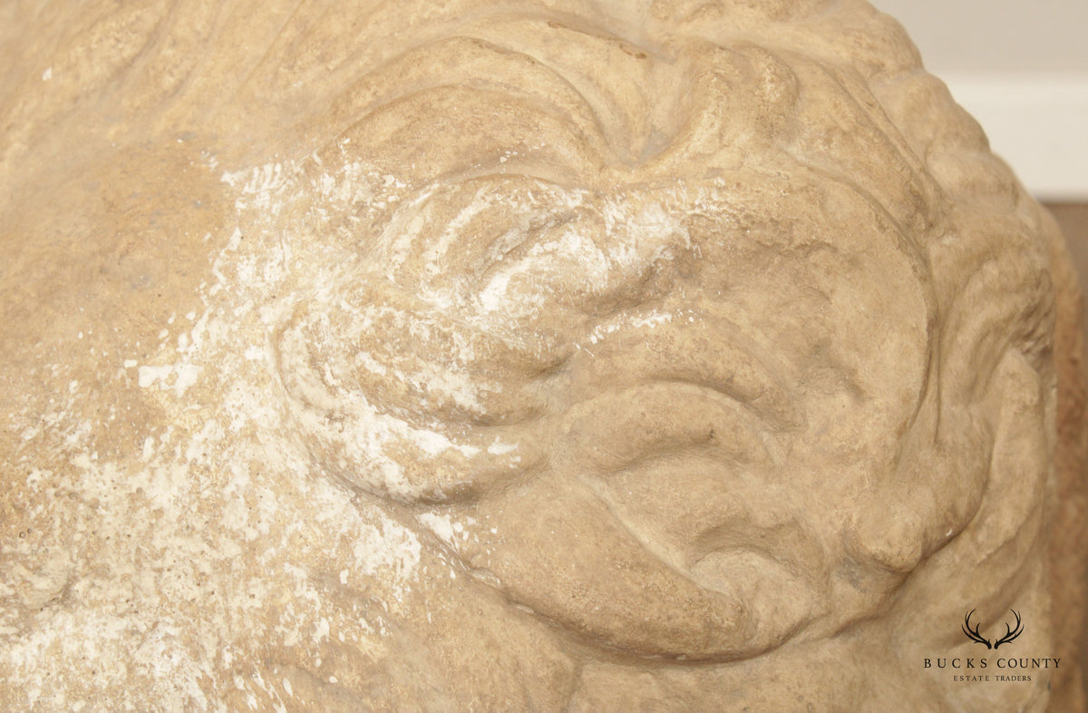 Lion Mask Casted Stone Architectural Detail Sculpture