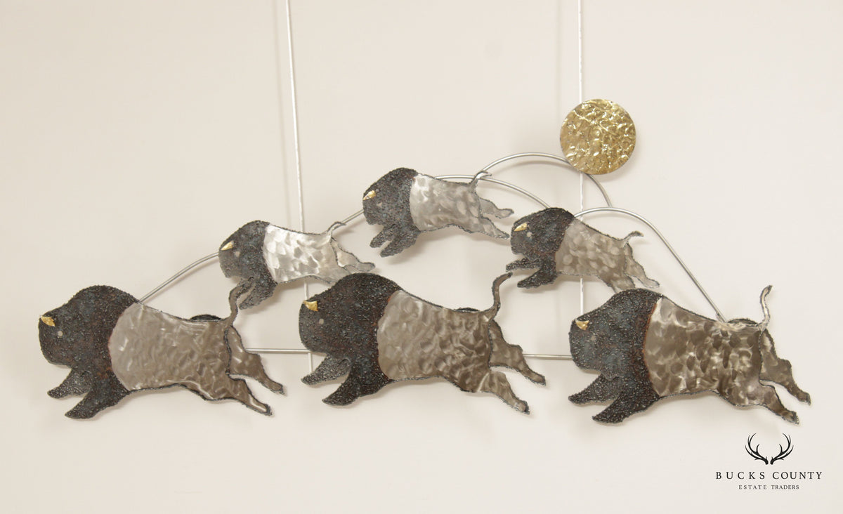 Patinated Steel Buffalo Wall Sculpture