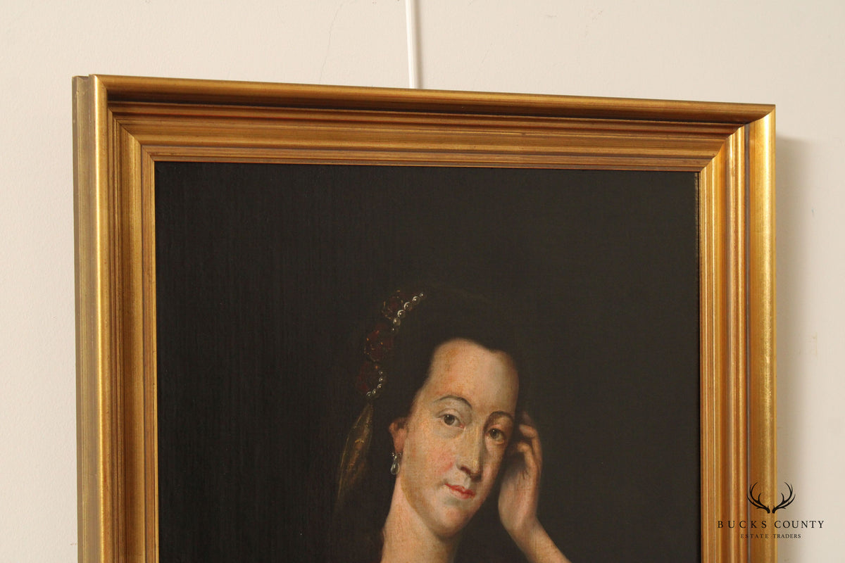 Antique Continental School Portrait of a Noblesse