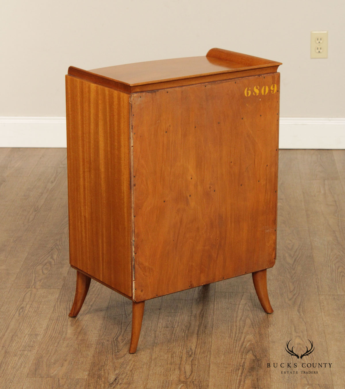 Mid Century Modern Parquetry Satinwood Nightstand Cabinet
