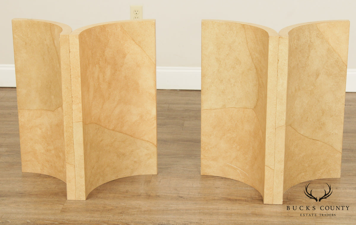 Vintage Postmodern Faux Goatskin Sculptural Table Bases