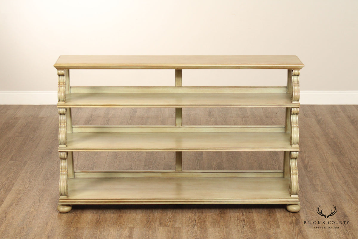 CTH Sherrill Occasional French Country Style Tiered Painted Open Etagere Bookcase