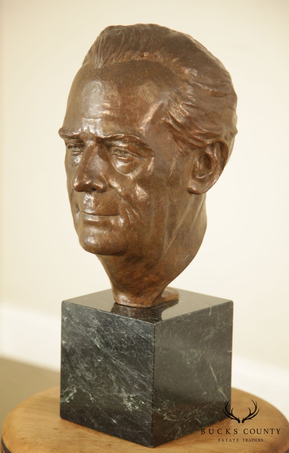Lawrence Ludtke 1980s Bronze Male Bust Portrait