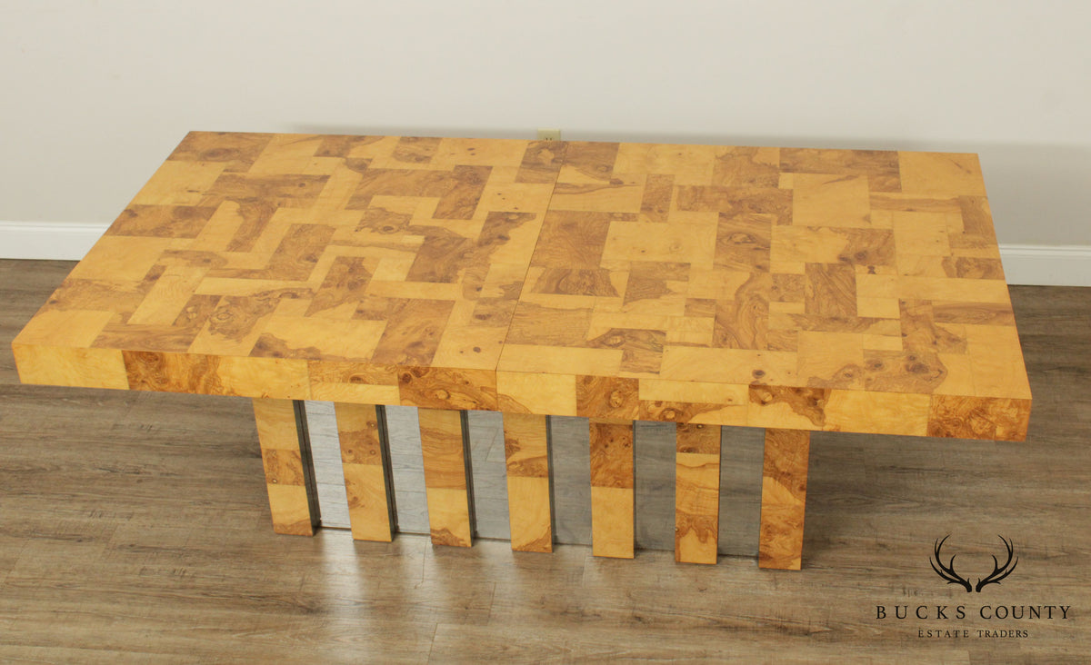 Paul Evans Burlwood & Chrome Cityscape Dining Table