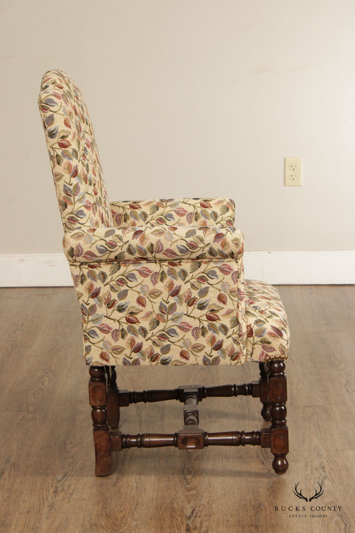 Jacobean Revival Style Pair of Upholstered Children's or Doll Armchairs