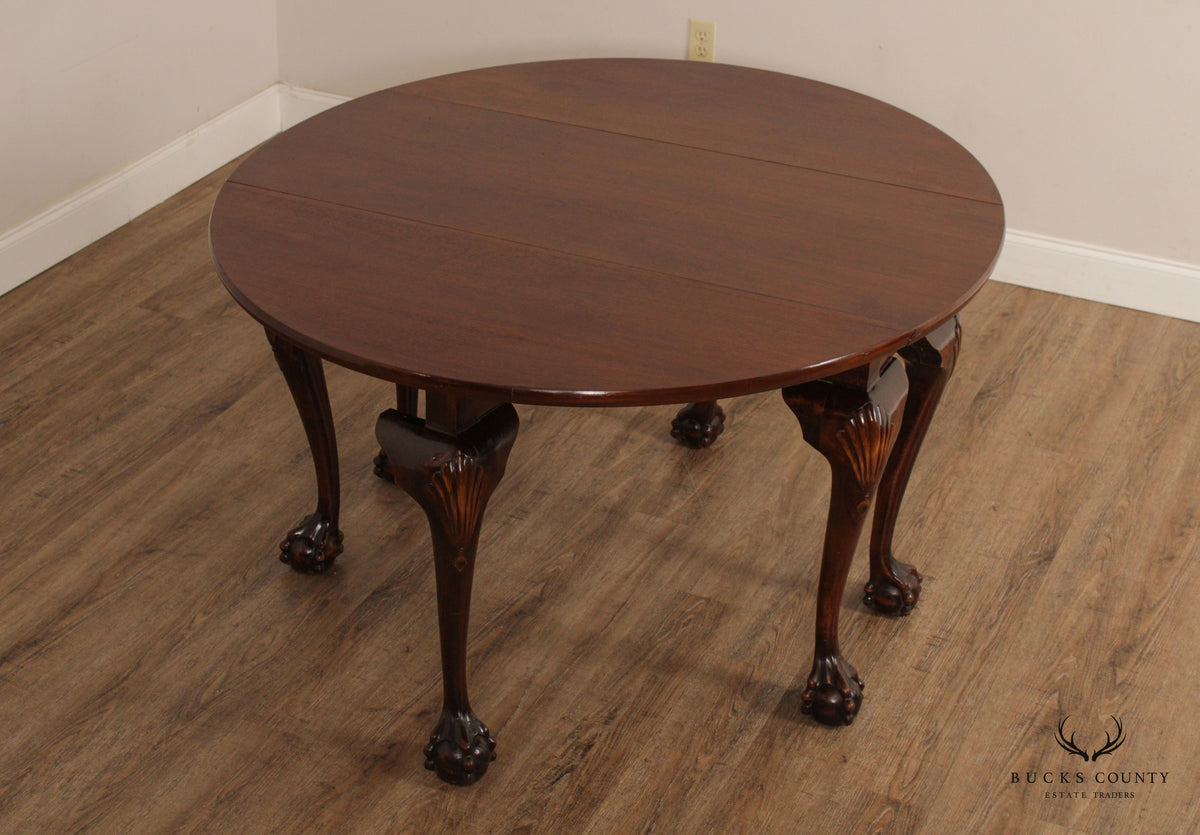 Chippendale Style Carved Mahogany Gate Leg Drop Leaf Table
